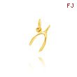 14K Yellow Gold Wishbone Charm