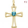 14K Yellow Gold X Genuine Swiss Blue Topaz Cross