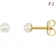 14K Yellow PAIR 03.25 MM;P;CHILDRENS BUTTON PEARL EARRING Youth Button Pearl Earrin