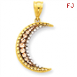 14K Yellow, Rose and Rhodium Diamond-cut Moon Pendant