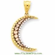 14K Yellow, Rose and Rhodium Diamond-cut Moon Pendant