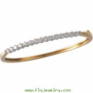 14K Yellow White Gold 2 Two Tone Diamond Bangle Bracelet  Diamond quality AA (I1 clarity G-I color)