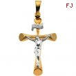 14K Yellow White Gold 24.0x16.0 Two-tone Crucifix Pendant