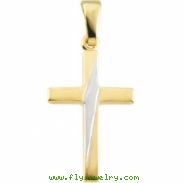 14K Yellow White Gold Two-tone Cross Pendant