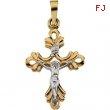 14K Yellow White Gold Two Tone Crucifix Pendant