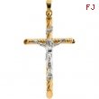 14K Yellow White Gold Two Tone Crucifix Pendant