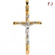 14K Yellow White Gold Two Tone Crucifix Pendant