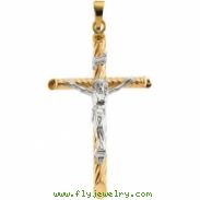 14K Yellow White Gold Two Tone Crucifix Pendant