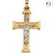 14K Yellow White Gold Two Tone Crucifix Pendant