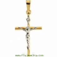 14K Yellow White Gold Two Tone Crucifix Pendant