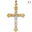 14K Yellow White Gold Two Tone Crucifix Pendant