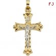 14K Yellow White Gold Two Tone Crucifix Pendant