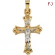 14K Yellow White Gold Two Tone Crucifix Pendant