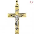 14K Yellow White Gold Two Tone Crucifix Pendant