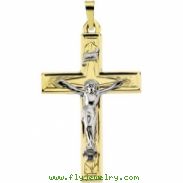 14K Yellow White Gold Two Tone Crucifix Pendant