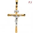 14K Yellow White Gold Two Tone Crucifix Pendant