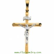 14K Yellow White Gold Two Tone Crucifix Pendant