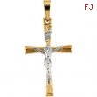 14K Yellow White Gold Two Tone Crucifix Pendant