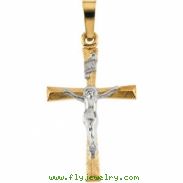 14K Yellow White Gold Two Tone Crucifix Pendant