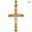 14K Yellow White Gold Two Tone Crucifix Pendant