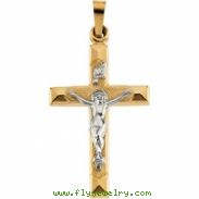 14K Yellow White Gold Two Tone Crucifix Pendant