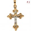 14K Yellow White Gold Two Tone Crucifix Pendant