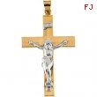 14K Yellow White Gold Two Tone Crucifix Pendant