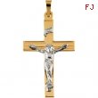 14K Yellow White Gold Two Tone Crucifix Pendant