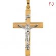 14K Yellow White Gold Two Tone Crucifix Pendant