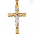 14K Yellow White Gold Two Tone Crucifix Pendant