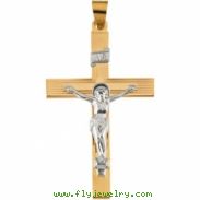 14K Yellow White Gold Two Tone Crucifix Pendant