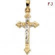 14K Yellow White Gold Two Tone Crucifix Pendant