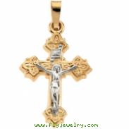 14K Yellow White Gold Two Tone Crucifix Pendant