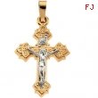 14K Yellow White Gold Two Tone Crucifix Pendant