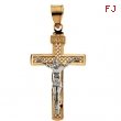 14K Yellow White Gold Two Tone Crucifix Pendant