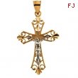 14K Yellow White Gold Two Tone Crucifix Pendant