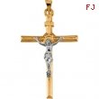 14K Yellow White Gold Two Tone Crucifix Pendant