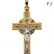 14K Yellow White Gold Two-tone Crucifix Pendant