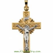 14K Yellow White Gold Two-tone Crucifix Pendant