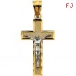 14K Yellow White Gold Two Tone Crucifix Pendant