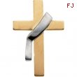 14K Yellow White Gold Two Tone Deacon Cross Lapel Pin