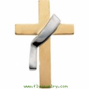 14K Yellow White Gold Two Tone Deacon Cross Lapel Pin