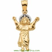 14K Yellow White Gold Two Tone Divino Nino (infant Jesus) Pendant