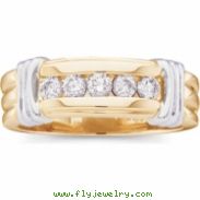 14K Yellow White Gold Two Tone Gents Diamond Ring