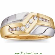 14K Yellow White Gold Two Tone Gents Diamond Ring