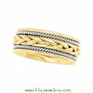 14K Yellow White Gold Two Tone Hand Woven Band