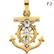 14K Yellow White Gold Two Tone Mariners Cross Pendant