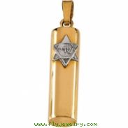 14K Yellow White Gold Two Tone Mezuzah Pendant