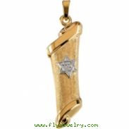 14K Yellow White Gold Two Tone Mezuzah Pendant