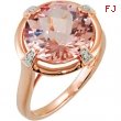 14kt Rose .02 CT-TW/ 12X12MM Polished GEN CKRBRD MORGANITE & DIA RIN